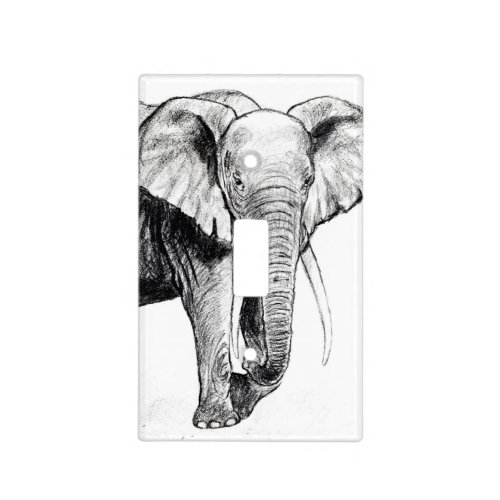 African elephant drawing light switch cover