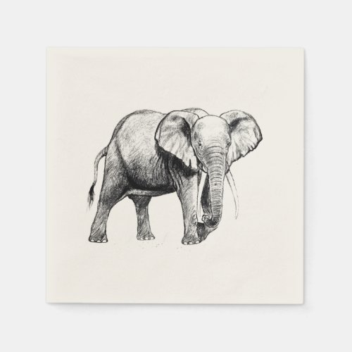 African elephant drawing napkins