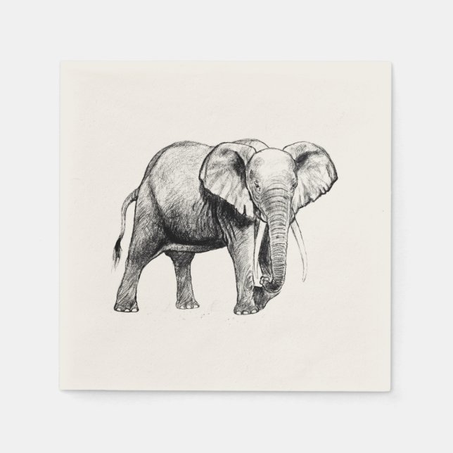 African elephant drawing napkins (Front)