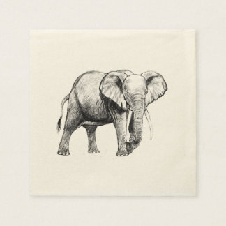 African elephant drawing napkins