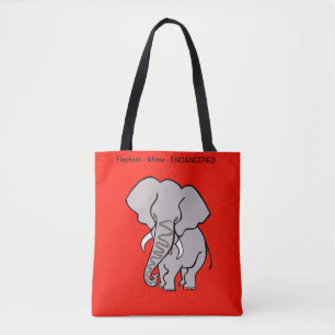 African ELEPHANT -Endangered animal - Nature -Red Tote Bag