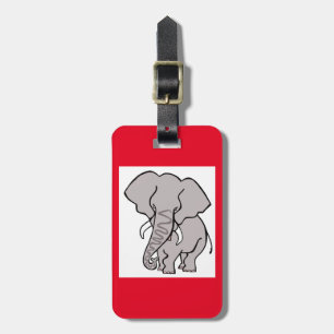 African ELEPHANT - Endangered animal -Red  Luggage Tag