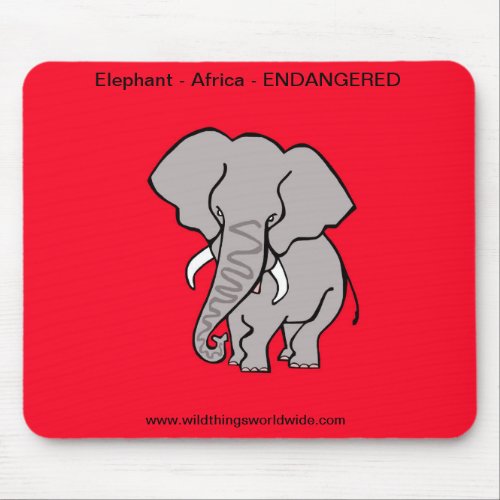 African _ELEPHANT _ Endangered animal _ Red Mouse Pad