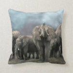 African Elephant Family Art Designer Pillow