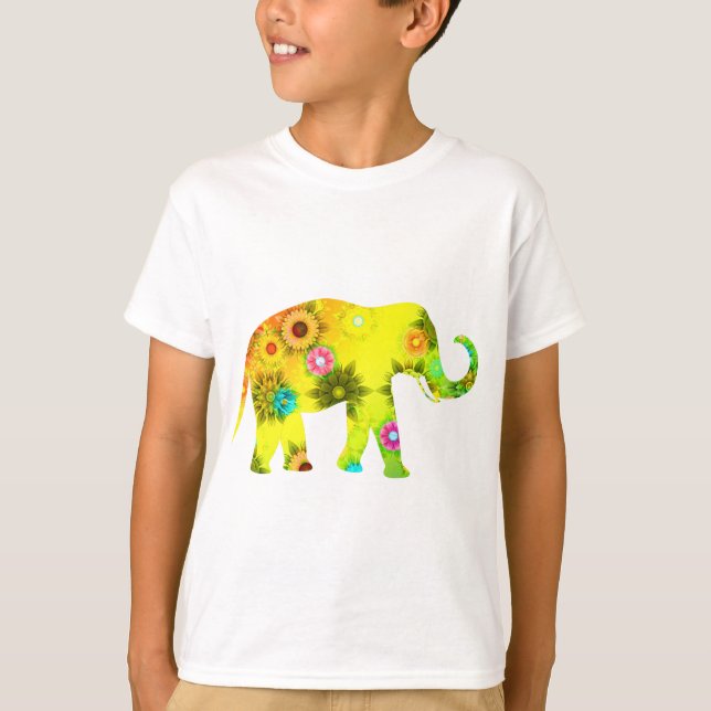 African Elephant Floral T-Shirt (Front)