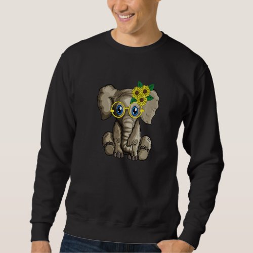 African Elephant Flowers Glasses Bow Elephant Bull Sweatshirt