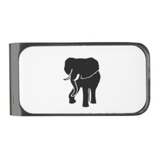 African Elephant Gunmetal Finish Money Clip