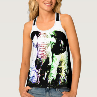 AFRICAN ELEPHANT IN A RAINBOW TANK TOP