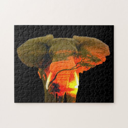 African Elephant in the Serengeti Sunset Jigsaw Puzzle