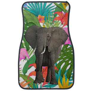 African Elephant Jungle Safari Animal wildlife Art Car Floor Mat