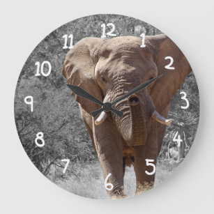 African Elephant Large Clock