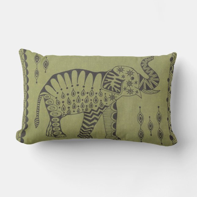 African Elephant Lumbar Pillow (Front)