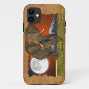 African Elephant & Moon II Cell Phone Case