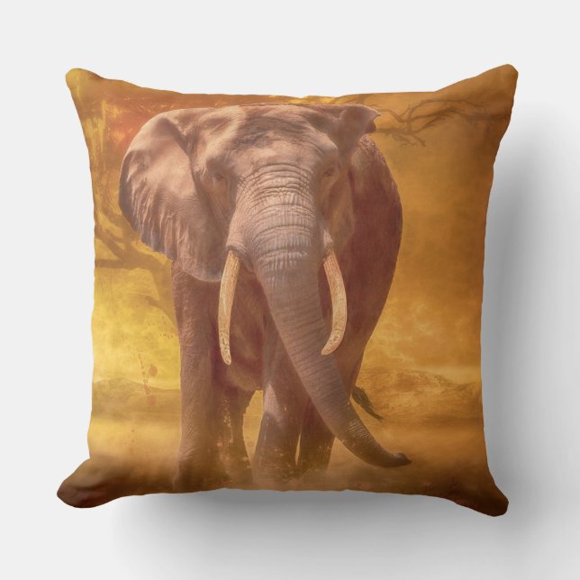African Elephant "Nobility” Throw Pillow (Front)