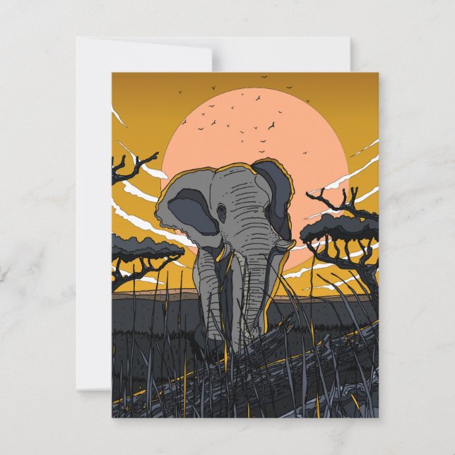 African Elephant RSVP Card (Front)