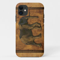 African Elephant & Rustic BG Cell Phone Case