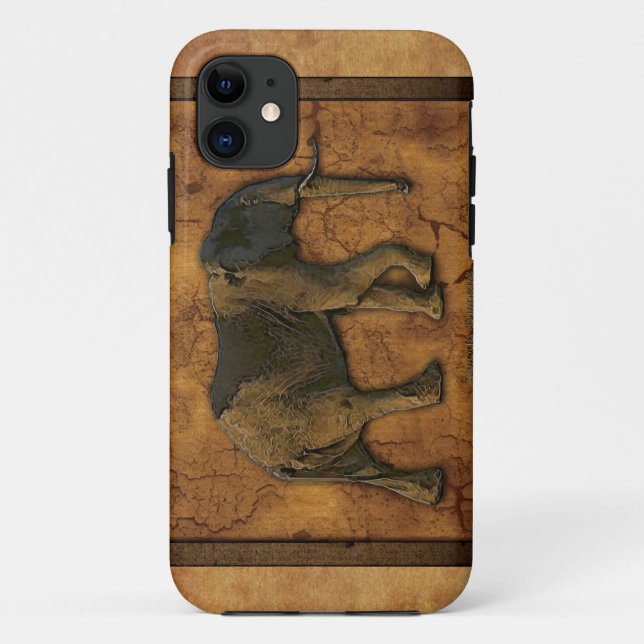 African Elephant & Rustic BG Cell Phone Case (Back)