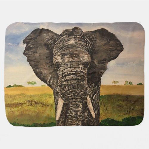 African Elephant Safari Painting Baby Blanket