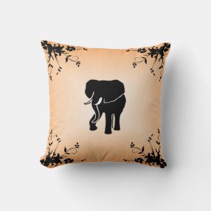 African Elephant Salmon Mojo Throw Pillow