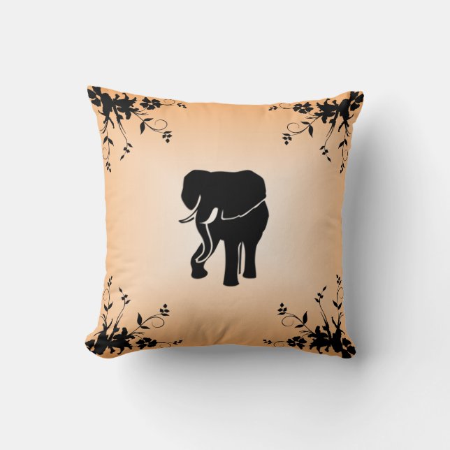 African Elephant Salmon Mojo Throw Pillow (Front)