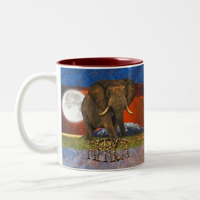 African Elephant & Savannah Moon AFRICA Mug (Left)