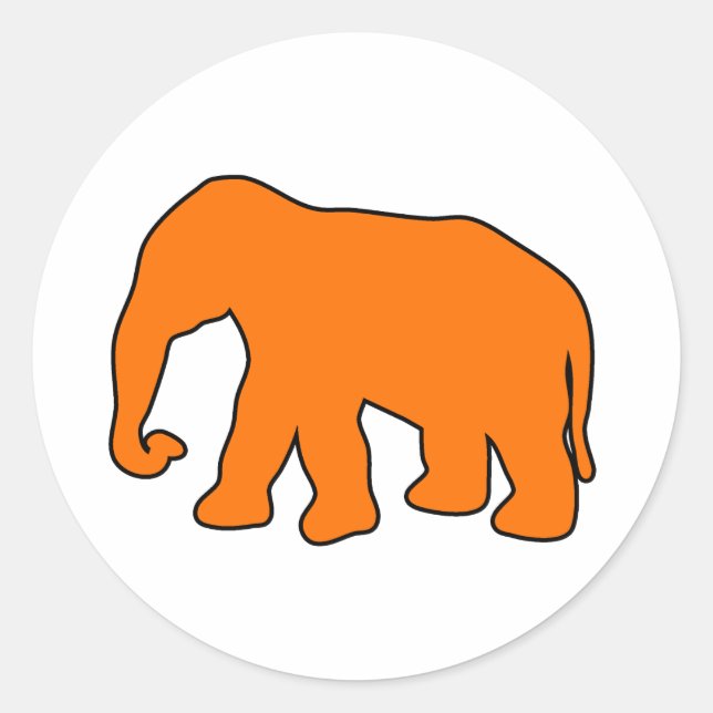 African Elephant Silhouette Ivory Tusks Dumbo Classic Round Sticker (Front)