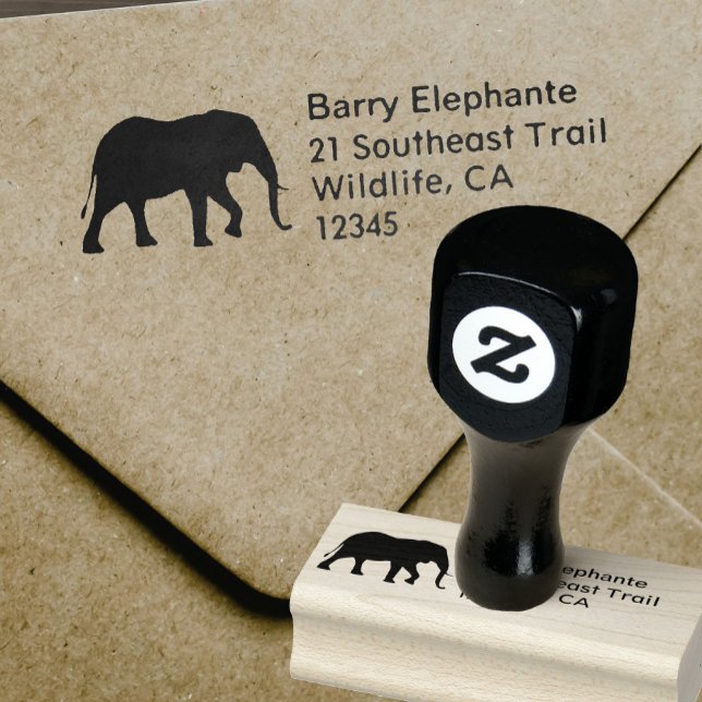 African Elephant Silhouette Return Address Rubber Stamp (Creator Uploaded)