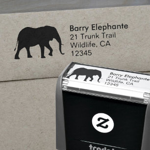 African Elephant Silhouette Return Address Self-inking Stamp
