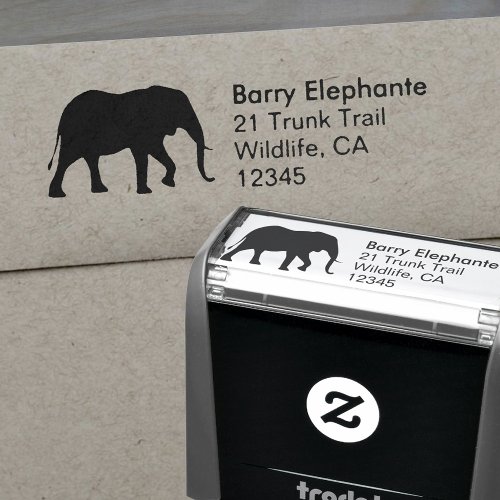 African Elephant Silhouette Return Address Self_inking Stamp