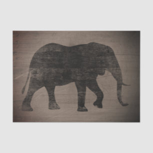 African Elephant Silhouette Rustic Style Tissue Paper