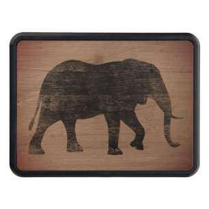 African Elephant Silhouette Rustic Style Tow Hitch Cover