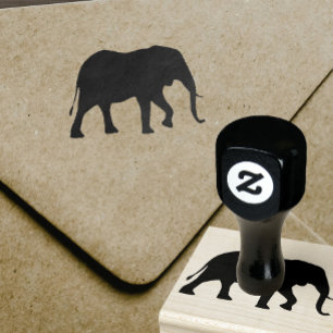 African Elephant Silhouette Wildlife Rubber Stamp