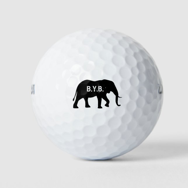 African Elephant Silhouette with Custom Text Golf Balls (Front)