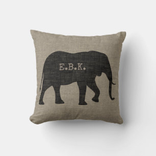 African Elephant Silhouette with Custom Text Throw Pillow