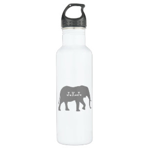 African Elephant Silhouette with Your Text Water Bottle