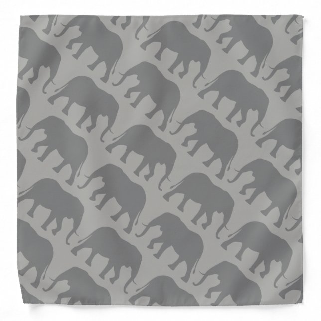 African Elephant Silhouettes Pattern Bandana (Front)