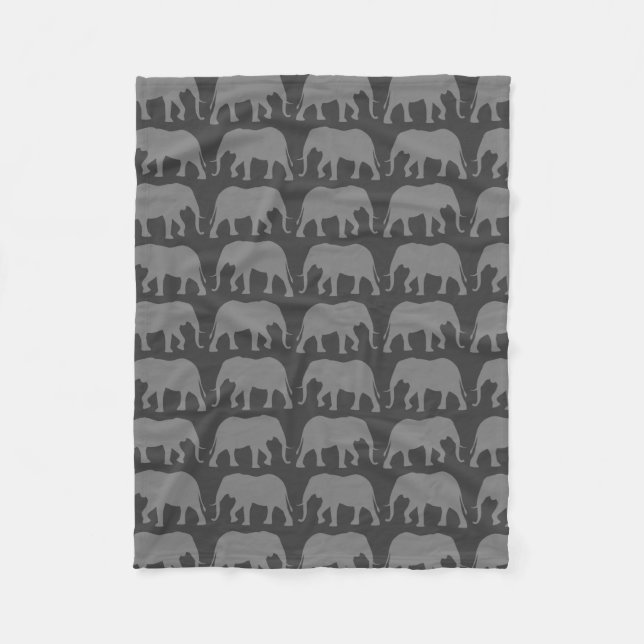 African Elephant Silhouettes Pattern Fleece Blanket (Front)