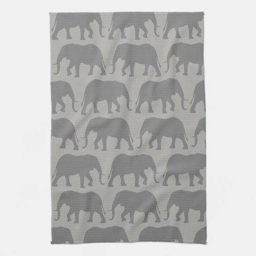 African Elephant Silhouettes Pattern Kitchen Towel
