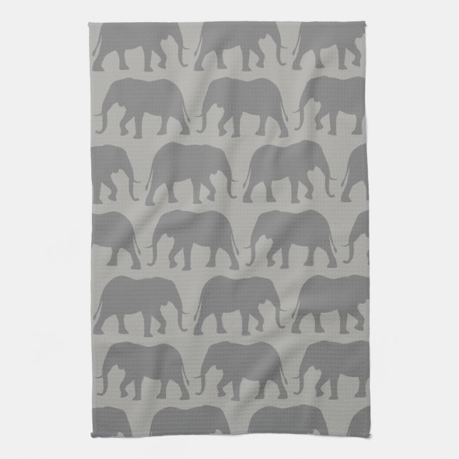 African Elephant Silhouettes Pattern Kitchen Towel (Vertical)