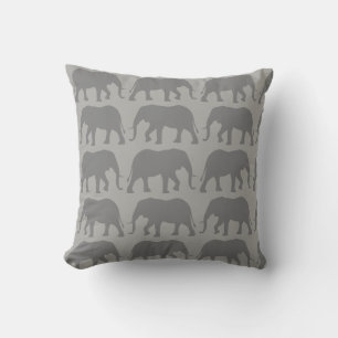 African Elephant Silhouettes Pattern Throw Pillow