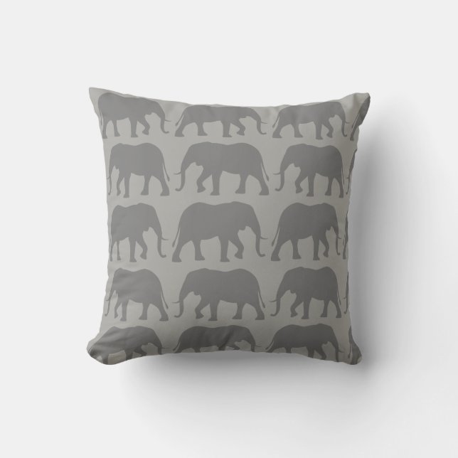 African Elephant Silhouettes Pattern Throw Pillow (Front)