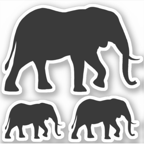 African Elephant Silhouettes Vinyl Sticker Set