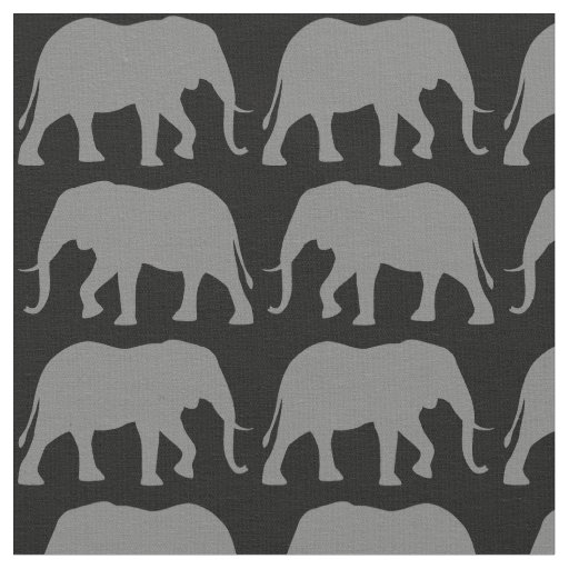 African Elephant Silhouettes Wildlife Patterned Fabric