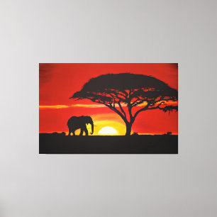 African Elephant, Sunset, Africa, African Decor