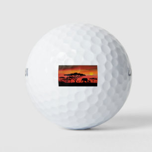African Elephant Sunsets Golf Balls