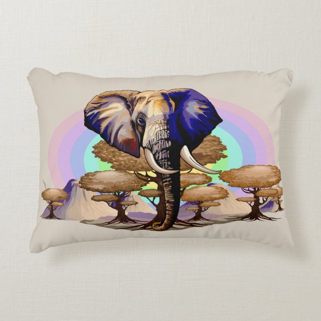 African Elephant Surreal Portrait  Accent Pillow (Front)