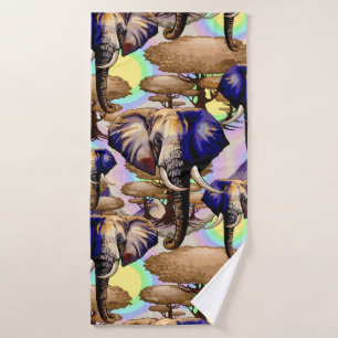 African Elephant Surreal Portrait  Bath Towel Set