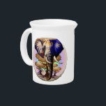 African Elephant Surreal Portrait  Beverage Pitcher<br><div class="desc">Surreal African Elephant,  wild life Symbolic Animal,  with Acacia Trees,  and the Kilimanjaro Mountain on Background,  Pastel Colors Background. Original Vector Illustration Copyright BluedarkArt TheChameleonArt.</div>