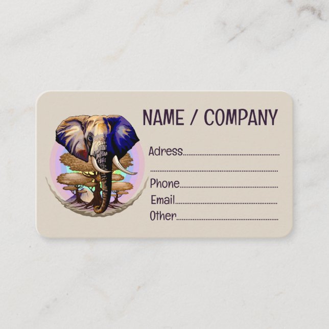 African Elephant Surreal Portrait  Business Card (Front)