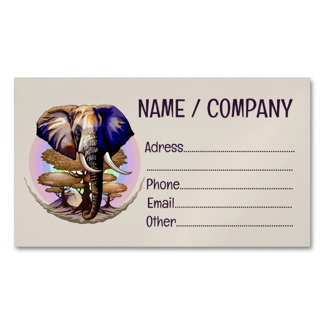 African Elephant Surreal Portrait  Business Card Magnet (Front)